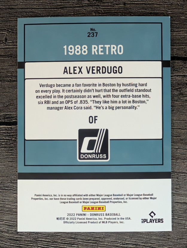 2022 Donruss #237 Alex Verdugo RETRO