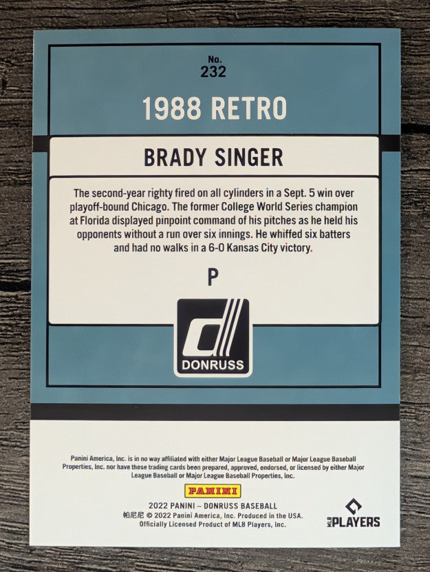 2022 Donruss #232 Brady Singer RETRO