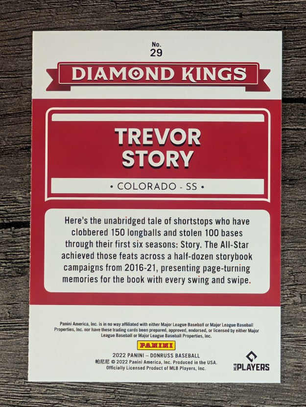 2022 Donruss #29 Trevor Story DK