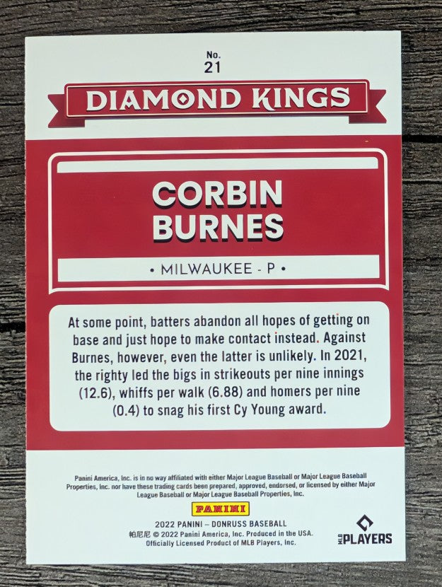 2022 Donruss #21 Corbin Burnes DK
