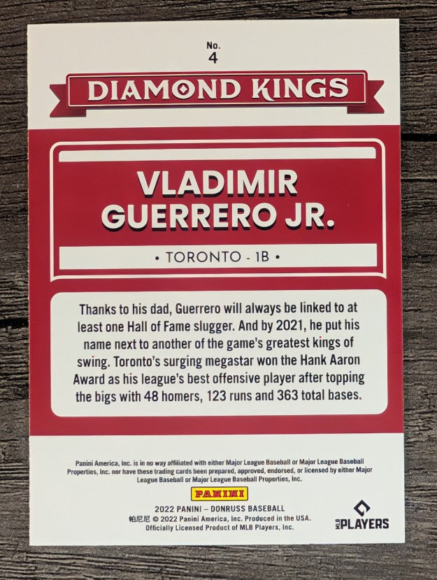 2022 Donruss #4 Vladimir Guerrero Jr. DK
