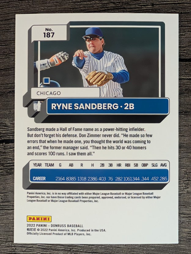 2022 Donruss #187 Ryne Sandberg