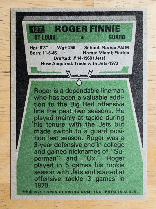 1975 Topps #127 Roger Finnie RC (NMMT)
