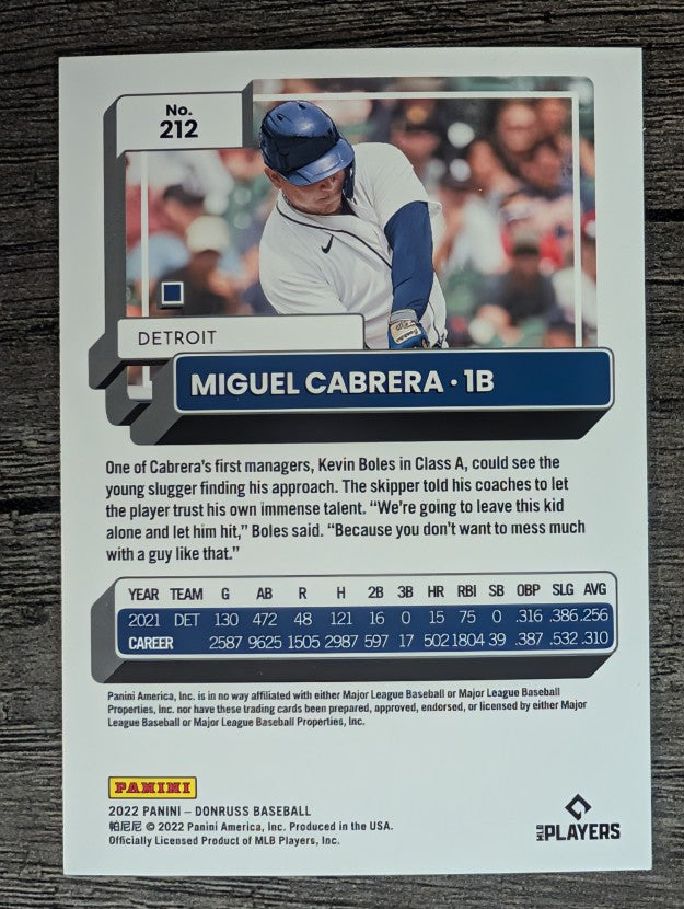2022 Donruss #212 Miguel Cabrera
