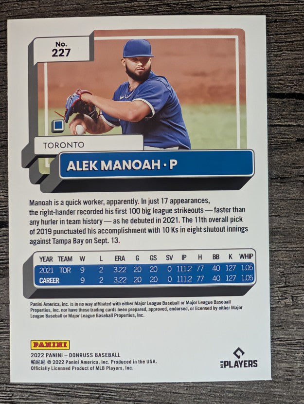 2022 Donruss #227 Alek Manoah