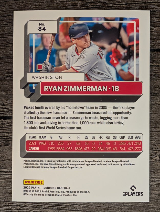 2022 Donruss #84 Ryan Zimmerman