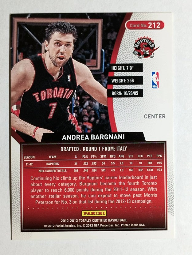2012-13 Totally Certified Gold #212 Andrea Bargnani