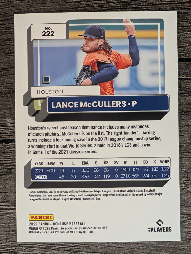 2022 Donruss #222 Lance McCullers