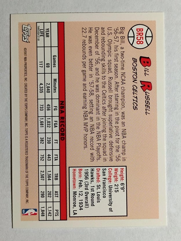 2007-08 Topps Bill Russell The Missing Years #BR58 Bill Russell