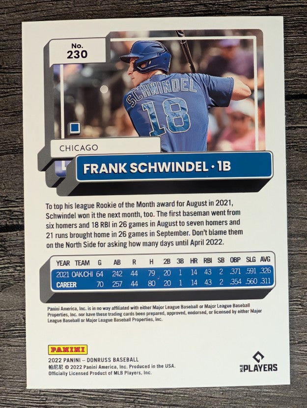 2022 Donruss #230 Frank Schwindel