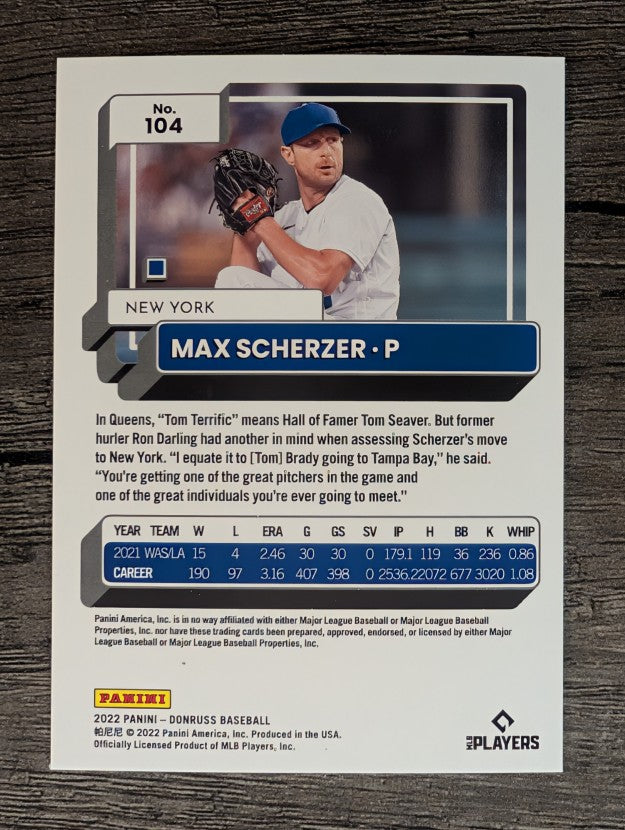 2022 Donruss #104 Max Scherzer