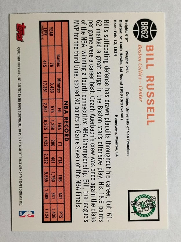 2007-08 Topps Bill Russell The Missing Years #BR62 Bill Russell