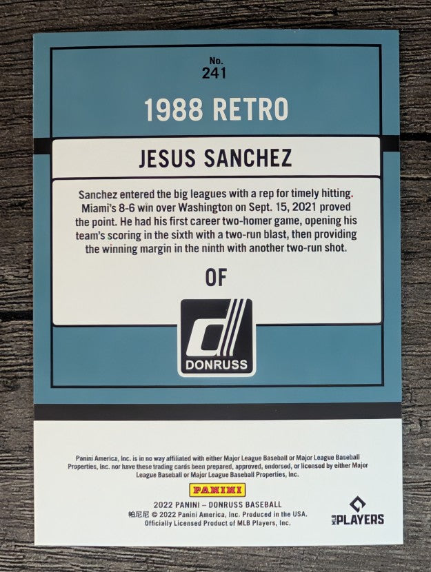 2022 Donruss #241 Jesus Sanchez RETRO