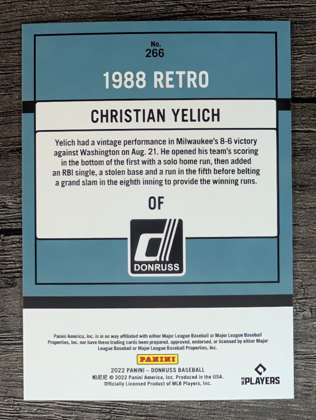2022 Donruss #266 Christian Yelich RETRO