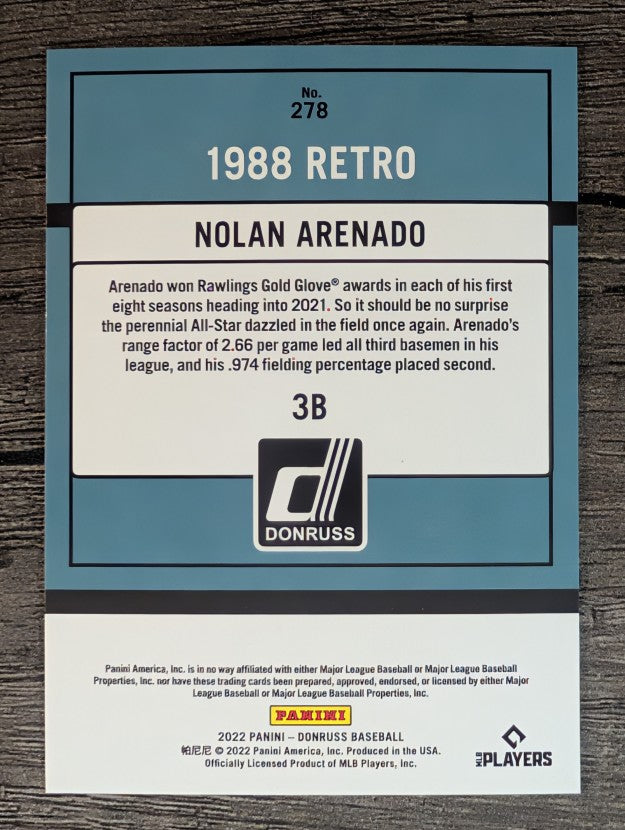2022 Donruss #278 Nolan Arenado RETRO
