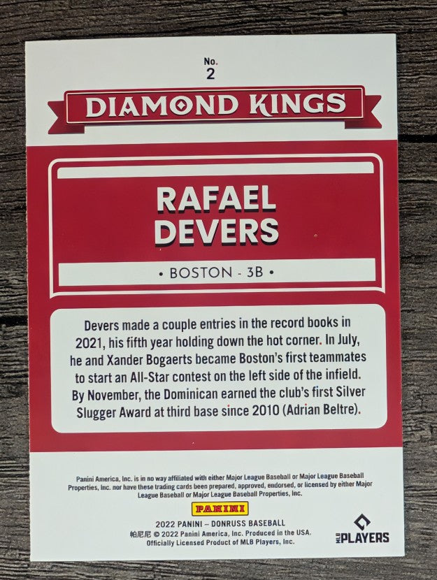 2022 Donruss #2 Rafael Devers DK