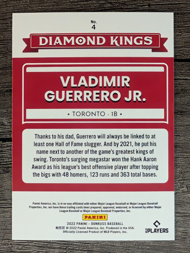 2022 Donruss #4 Vladimir Guerrero Jr. DK