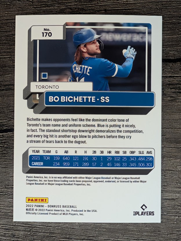 2022 Donruss #170 Bo Bichette