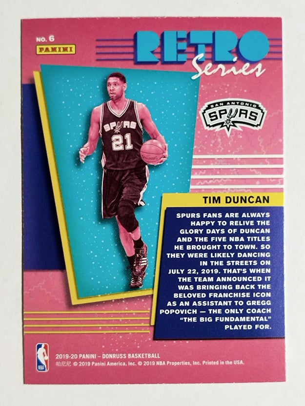 2019-20 Donruss Retro Series #6 Tim Duncan