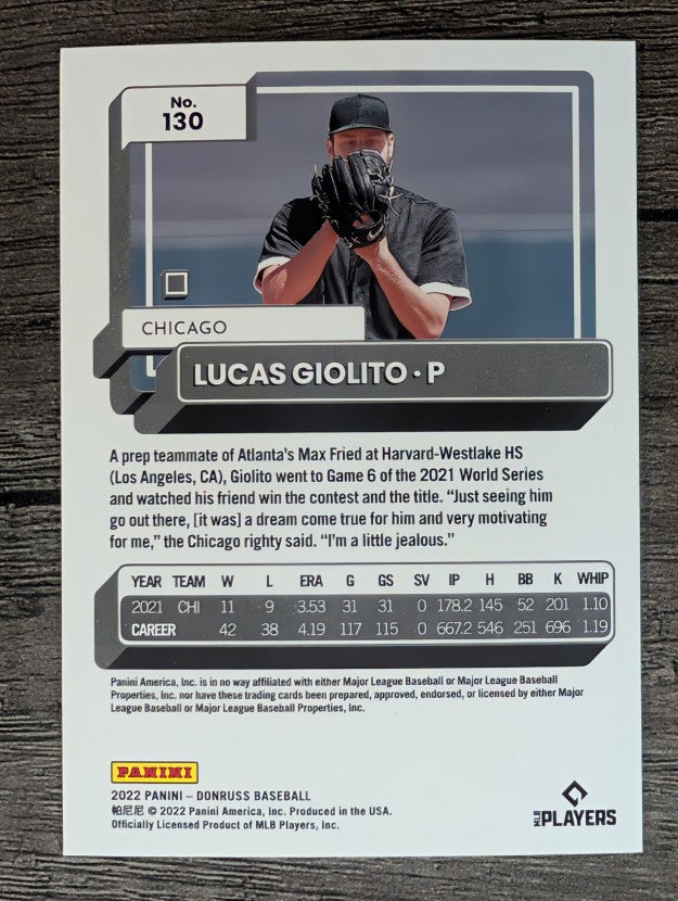 2022 Donruss #130 Lucas Giolito