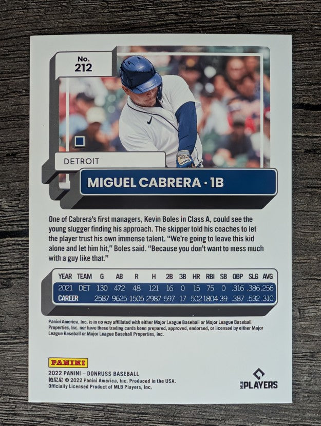 2022 Donruss #212 Miguel Cabrera