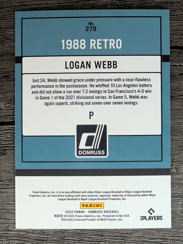 2022 Donruss #279 Logan Webb RETRO