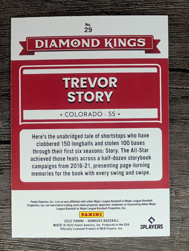 2022 Donruss #29 Trevor Story DK