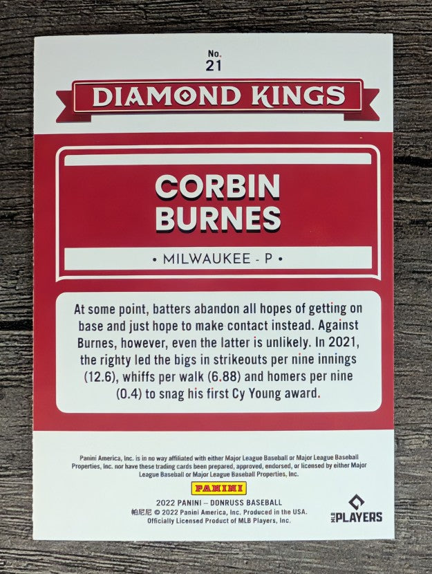 2022 Donruss #21 Corbin Burnes DK