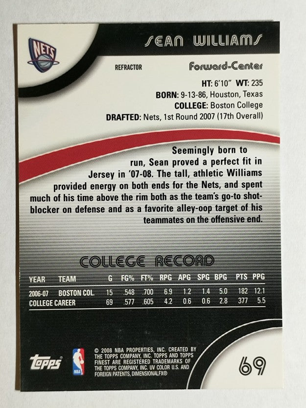 2007-08 Finest Refractors #69 Sean Williams
