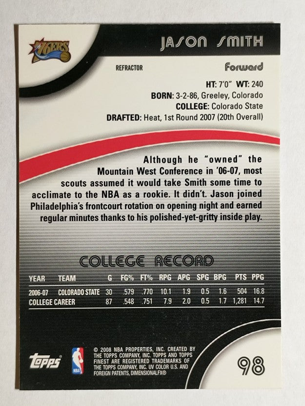2007-08 Finest Refractors #98 Jason Smith