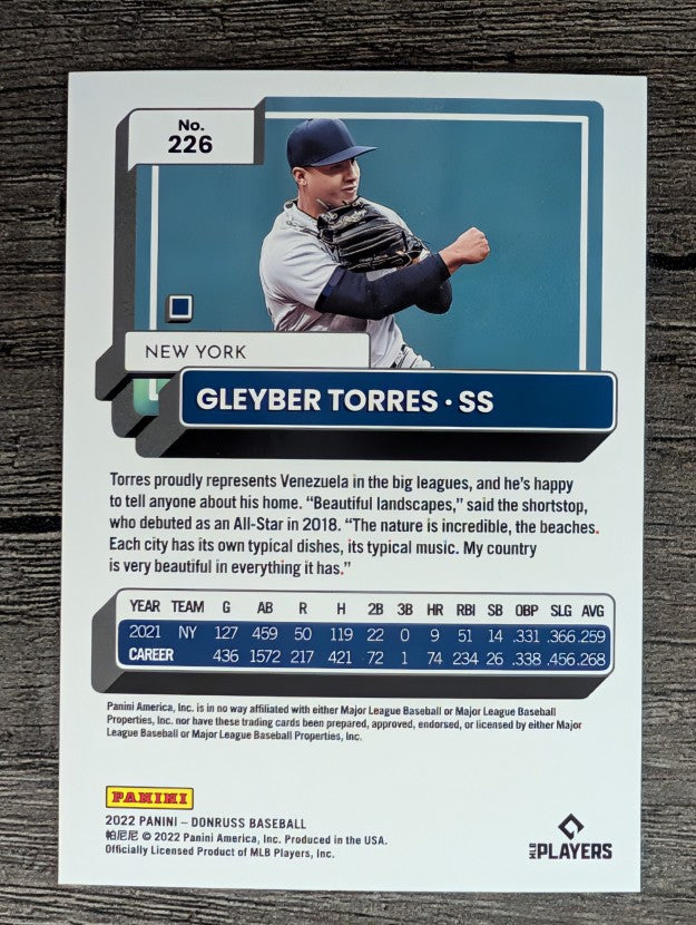 2022 Donruss #226 Gleyber Torres