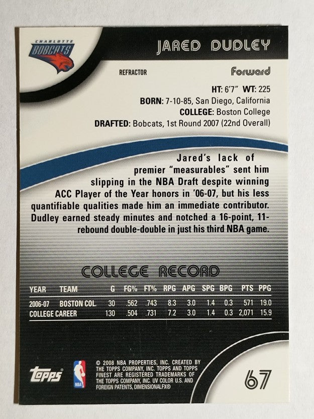 2007-08 Finest Refractors #67 Jared Dudley