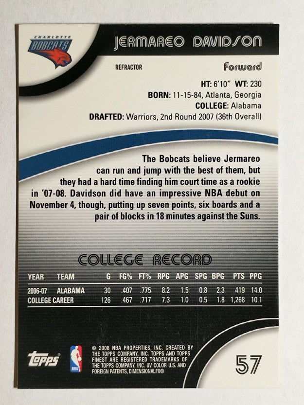 2007-08 Finest Refractors #57 Jermareo Davidson