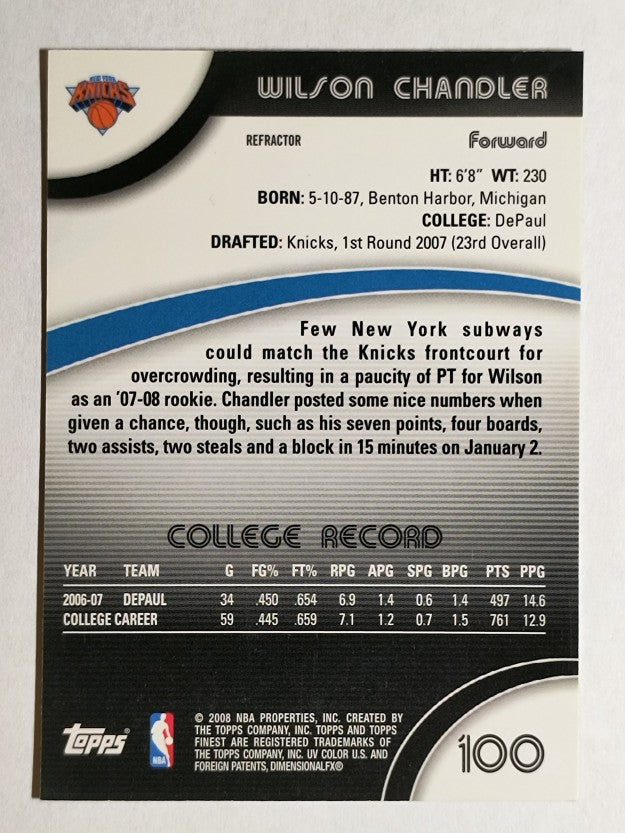 2007-08 Finest Refractors #100 Wilson Chandler