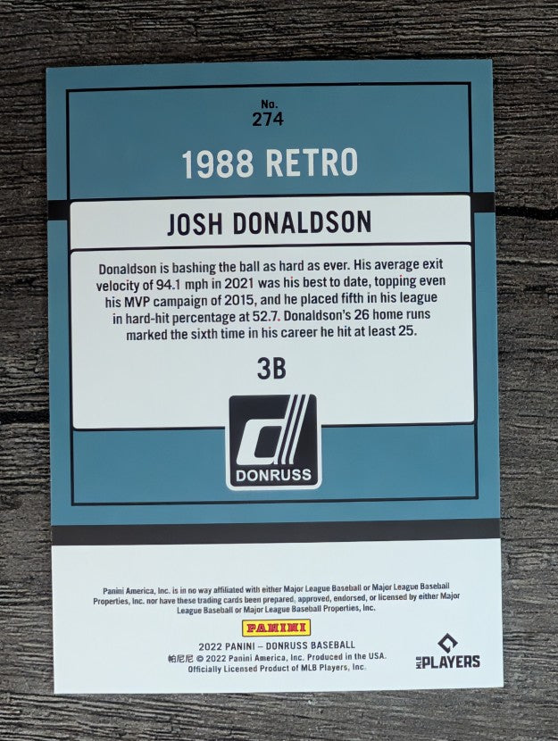 2022 Donruss #274 Josh Donaldson RETRO