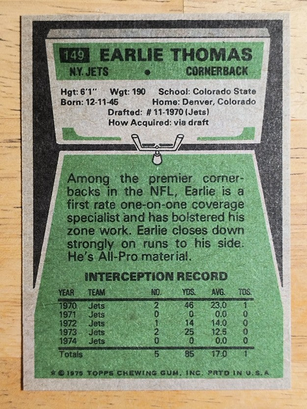 1975 Topps #149 Earlie Thomas (NM)