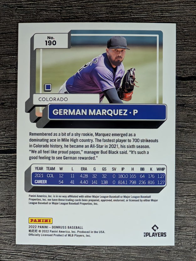 2022 Donruss #190 German Marquez