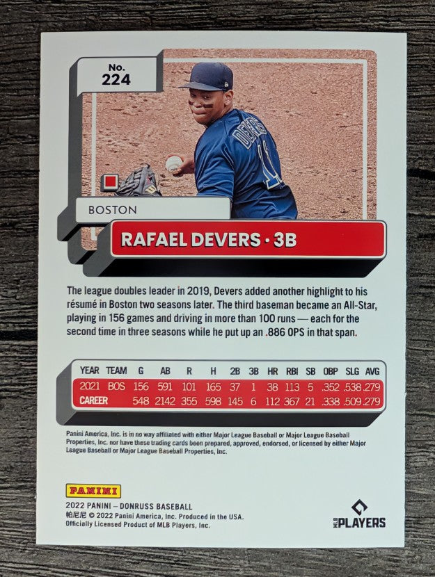 2022 Donruss #224 Rafael Devers