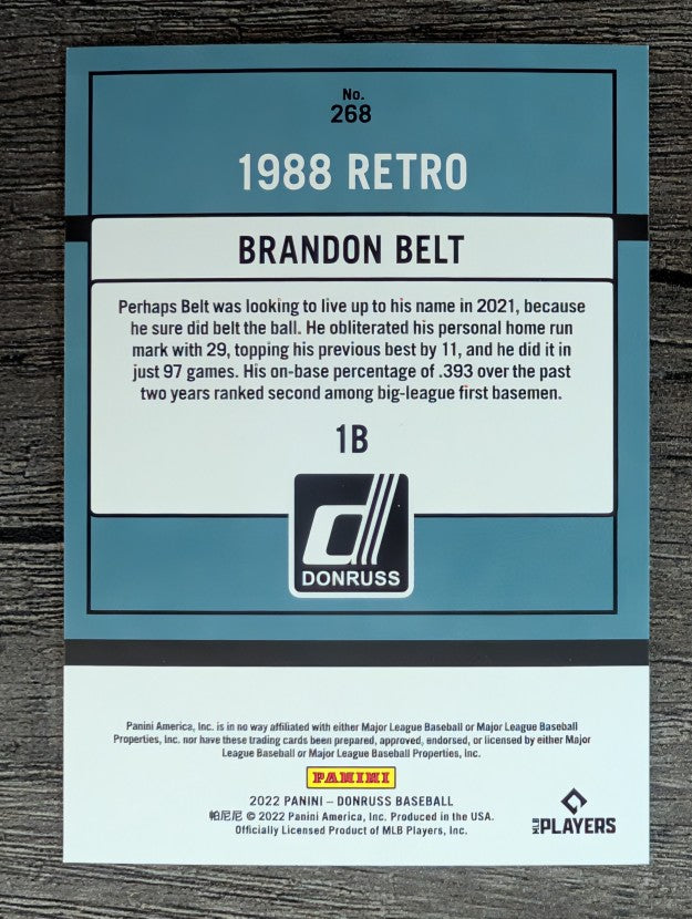 2022 Donruss #268 Brandon Belt RETRO