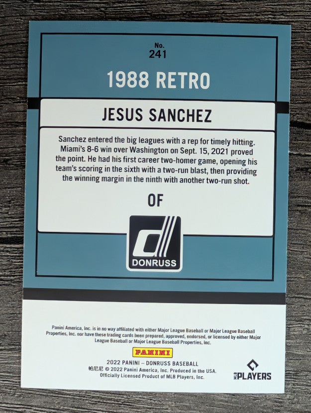 2022 Donruss #241 Jesus Sanchez RETRO