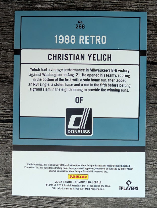 2022 Donruss #266 Christian Yelich RETRO
