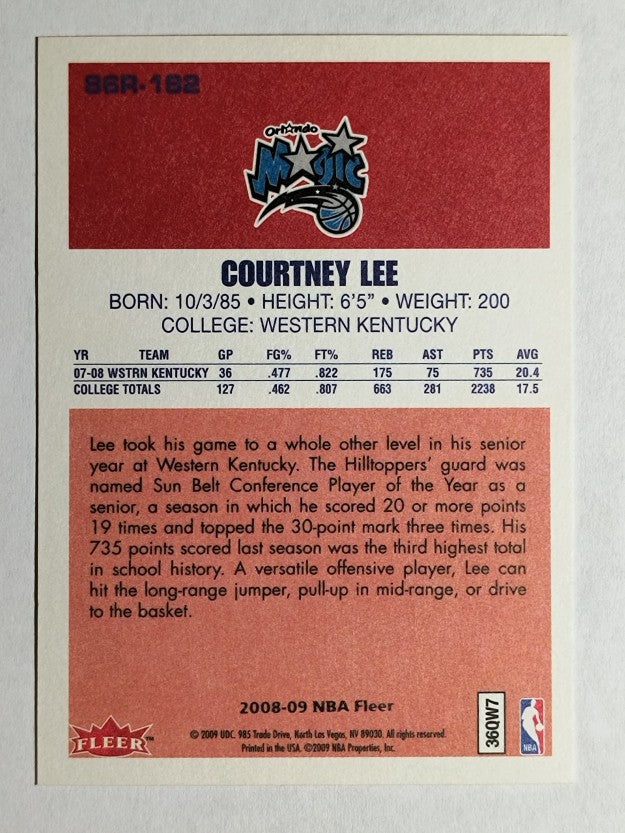 2008-09 Fleer 1986-87 Rookies #86R182 Courtney Lee