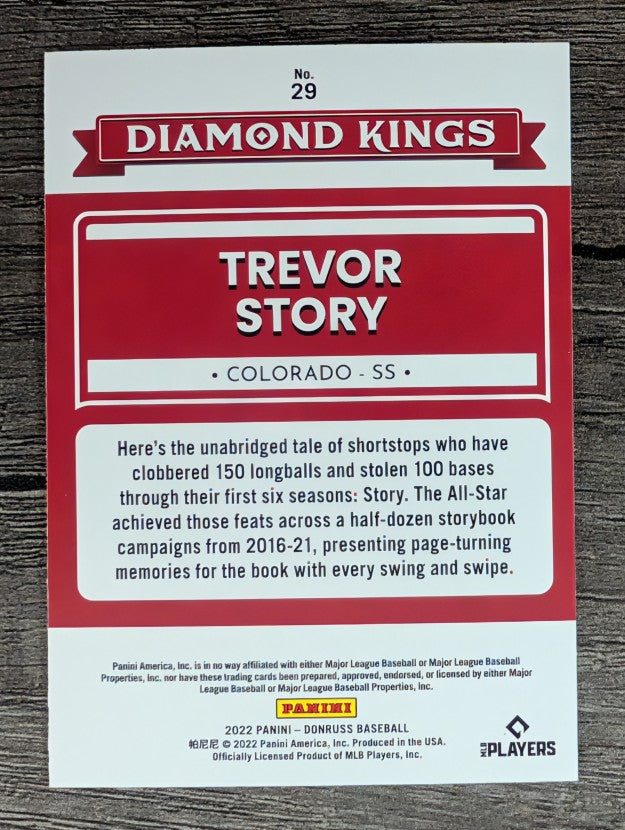 2022 Donruss #29 Trevor Story DK