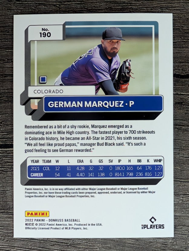 2022 Donruss #190 German Marquez
