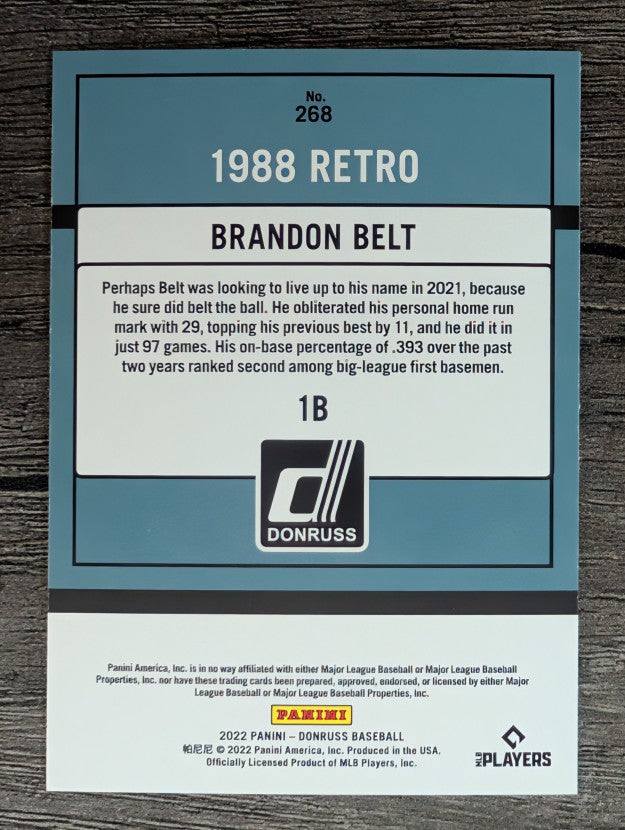2022 Donruss #268 Brandon Belt RETRO