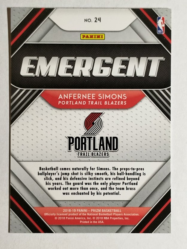2018-19 Panini Prizm Emergent #24 Anfernee Simons