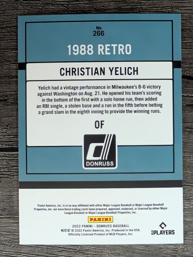 2022 Donruss #266 Christian Yelich RETRO