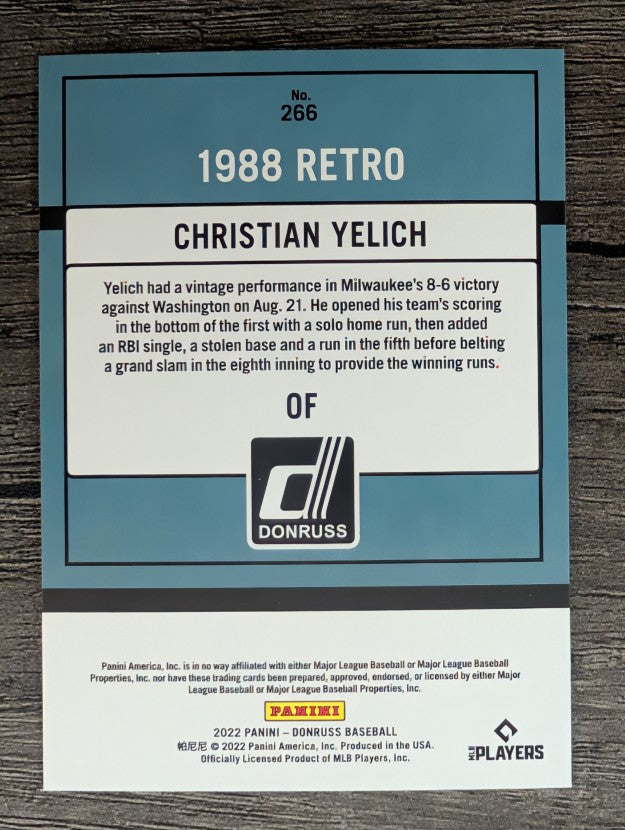 2022 Donruss #266 Christian Yelich RETRO