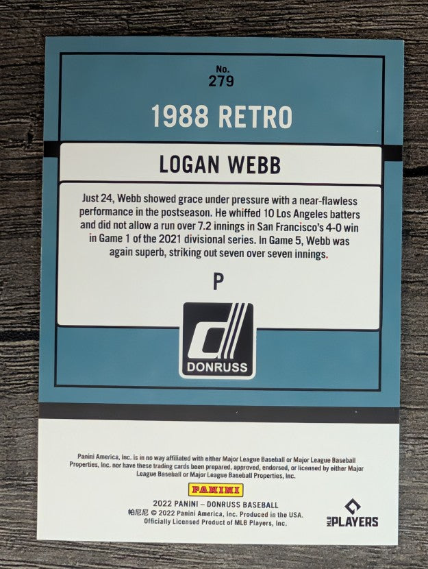2022 Donruss #279 Logan Webb RETRO