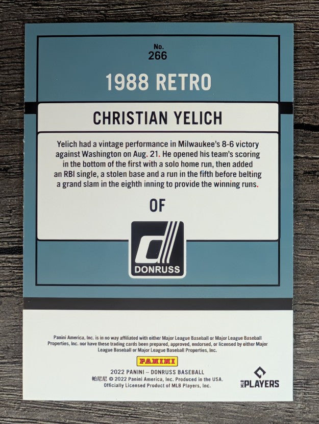 2022 Donruss #266 Christian Yelich RETRO